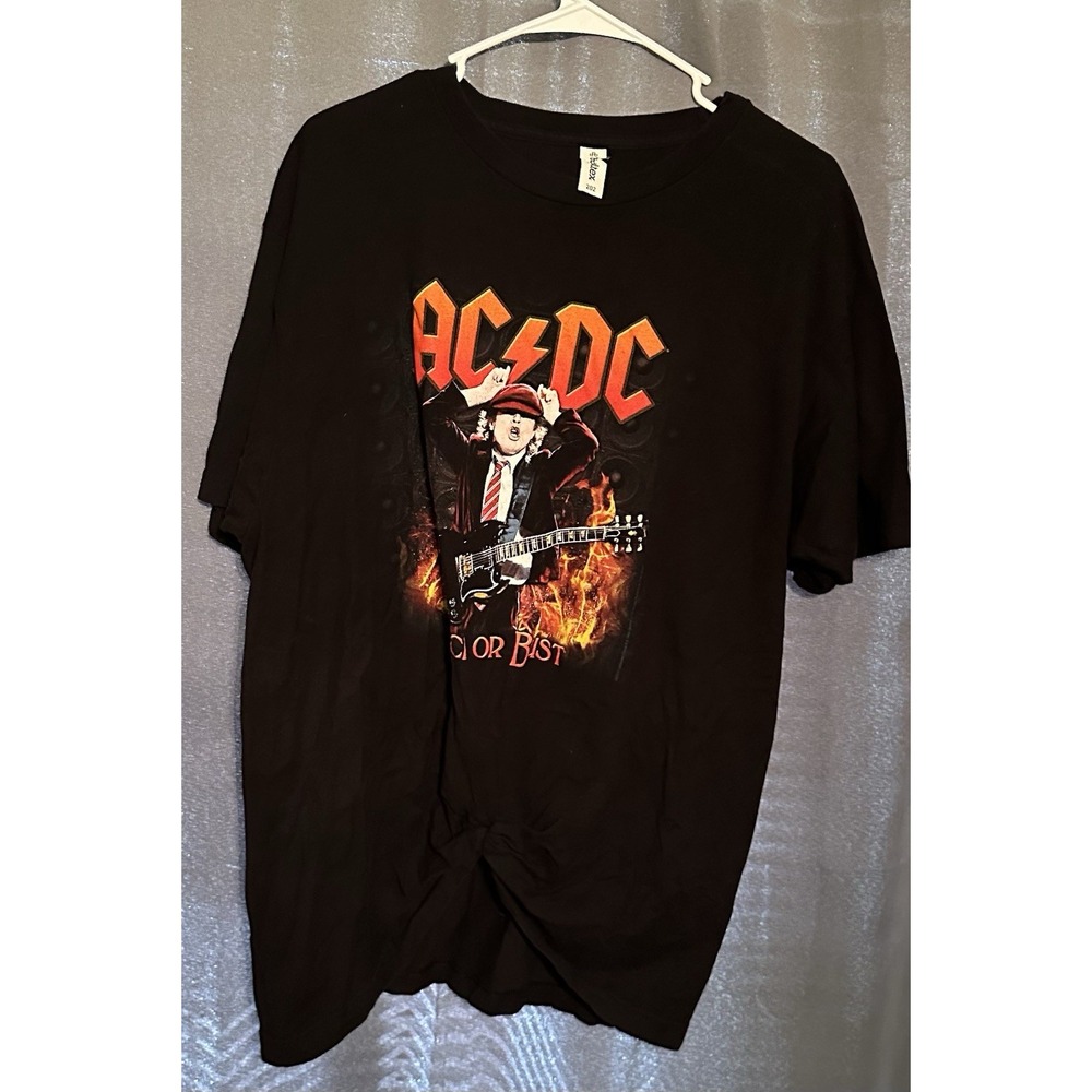 AC/DC Rock Or Bust Angus Young Graphic T-Shirt Mens Black Tultex 202 Size XL